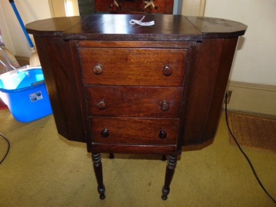 Antique Solid Mahogany Martha Washington Style Sewing Cabinet