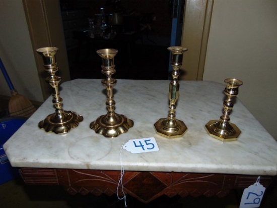 4 Vtg Baldwin Brass Candle Holders