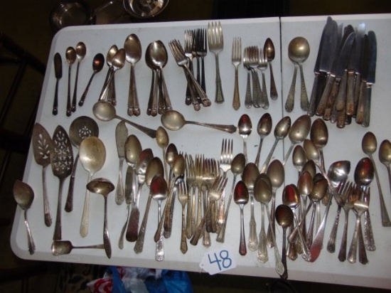 107 Pieces Of Mostly Antique Silver Plated Silverware