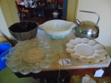 2 Deviled Egg Platters, Bundt Cake Pan, Pyrex Double Spout Mixing Bowl &