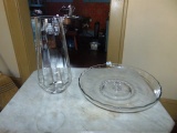 Georgeous Fine Crystal Lightly Ribbed Vase & A Vtg Candle Holder Centerpiece