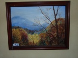 Vtg Oil On Canvas Painting Of A Fall Mountain Scene