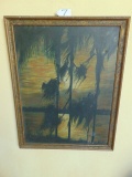 Antique 1927 Oil On Canvas Painting Signed: P. F. W. 27
