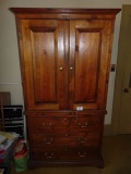Vtg Solid Knotted Pine Wardrobe / Media Center W/ 3 Drawers