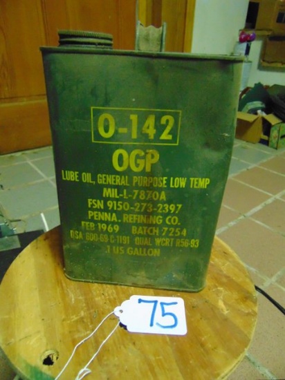 Vtg 1 Gallon Of Military 0-142 O G P Lube Oil