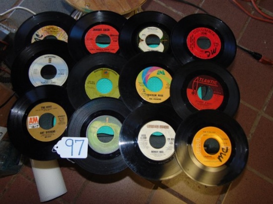 Lot Of 12 Vtg 45 R P M Vinyl Records