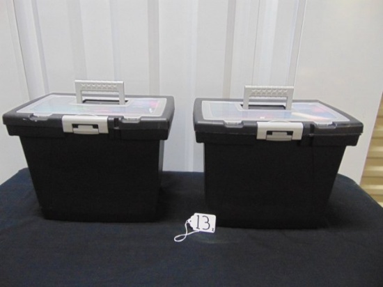 2 Hard Plastic File Boxes W/ Contents