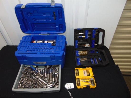 Kobalt Hard Plastic Toolbox Full Of Sockets & Other Various Tool Accessories