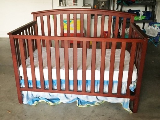 Mahogany Color Baby Crib with Mattress LOCAL PICK UP ONLY