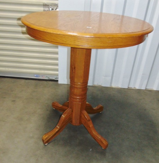 Tall, Round, Solid Wood Bar Type Table