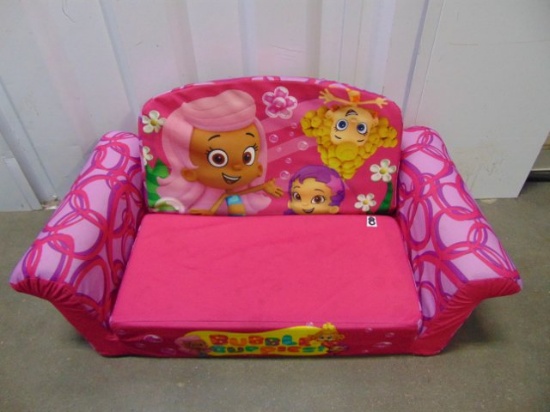Gently Used Bubble Guppies Couch W/ Hide A Way Bed For Children