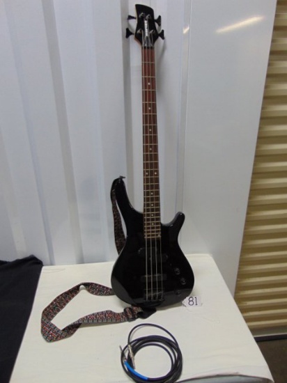 Black Hartke Electric Bass Guitar W/ Shoulder Strap & Amp Cord