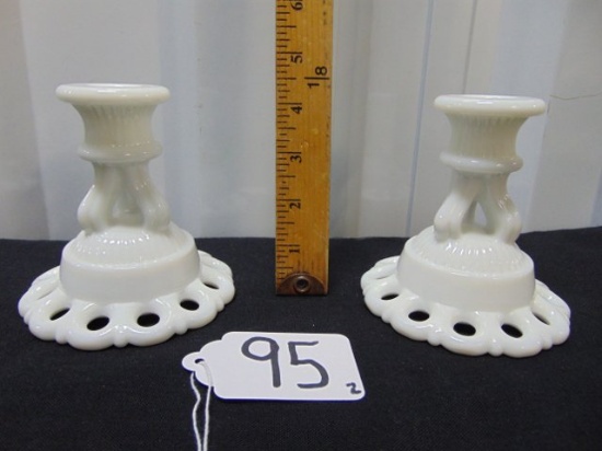 Beautiful Vtg Westmoreland Milk Glass Candle Holders