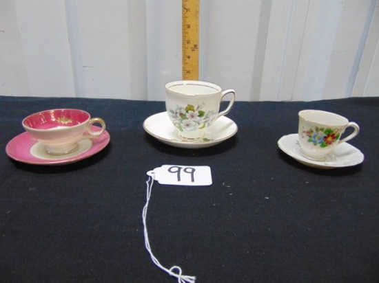 3 Sets Of Vtg Porcelain Cups & Saucers