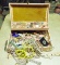 Large Vtg Jewelry Box Filled W/ Costume Jewelry