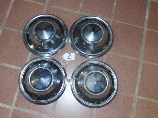 Set Of 4 Vtg Domed Hubcaps