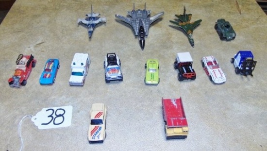 Of 14 Vtg 1973-89 Matchbox & Hot Wheels Cars, Airplanes, Etc