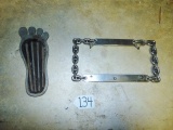 Vtg Foot Shaped Gas Pedal & Chain License Plate Holder