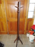Vtg Solid Wood Hand Made Hat / Coat Stand