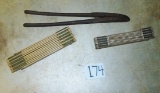 2 Vtg Folding Wooden Rulers & A Blacksmiths Snips