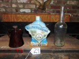 Vtg 1973 Leroux Pottery Liquor Bottle, Beam SC Dispensary Commemorative