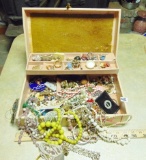 Large Vtg Jewelry Box Filled W/ Costume Jewelry