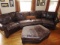 Curved Faux Leather Sofa W/ Large Ottoman - Local Pick Up Only