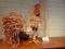 Decorative Rooster Made Of Straw, Paper Mache & Feathers