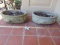 2 Solid Concret Planters W/ Rabbits Embossed