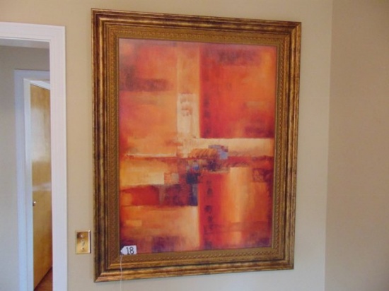 Large Abstract Oil On Board Painting In A Antiqued Gilded Frame - Local Pick Up Only