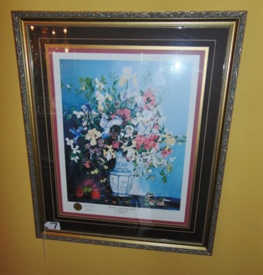 Gilt Framed & Matted " Dogwood, Apples & Laurel " First Lady's Edition Lithograph