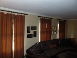 3 Sets Of 2 Panel Window Curtains W/ Decorative Curtain Rods - Local Pick Up Only