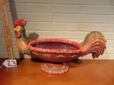 Dept. 56 Ceramic Rooster Fruit Bowl