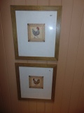 2 Framed & Matted Rooster Prints By J. Wieng
