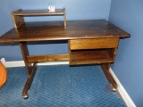 Vtg Solid Wood Desk W/ Rollers - Local Pick Up Only
