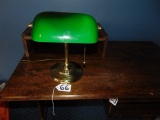 Brass W/ Green Shade Banker's Lamp