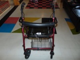 4 Wheel Walker W/ Seat, 2 Hand Breaks & A Basket - Local Pick Up Only