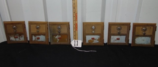 Lot Of 6 Brass Post Office Mailbox Doors By Oro Mfg Dated 1963