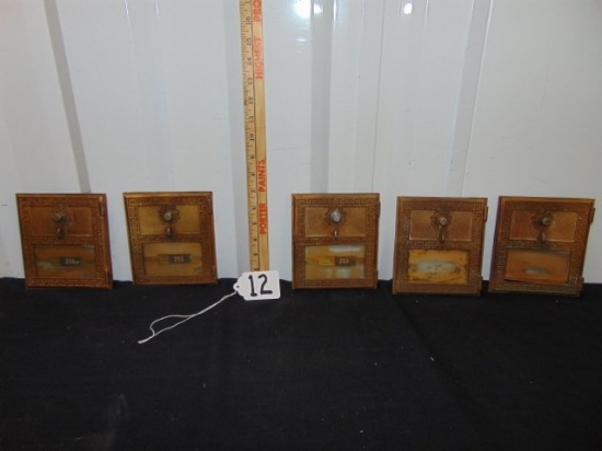 Lot Of 5 Vtg 1960s Brass Post Office Mailbox Doors