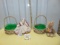 Easter Lot: 2 Colorful Baskets, 2 Plush Toys & A Ceramic Picture Frame