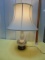 Vtg Opalescent Glass & Brass Table Lamp W/ Gold Designs