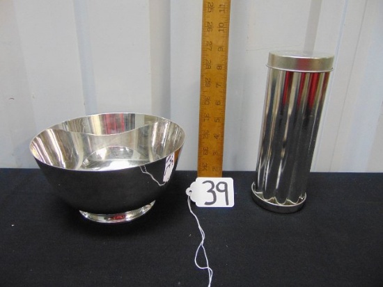 Reed & Barton " Jamestown " Silver Plated Mixing Bowl & A Pampered Chef