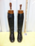 Windsor English Riding Boots & Two 3 Piece All Wood C. H. Hyer Vtg Boot Forms