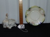 Vtg Porcelain Planter & Vtg R S Prussia Plate