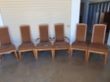 Set Of 6 Solid Wood Dining Room Chairs, 2 W/ Arms