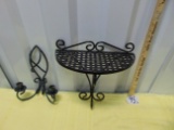 Wrought Iron Wall Mount Candle Holder & Decorative Wall Shelf