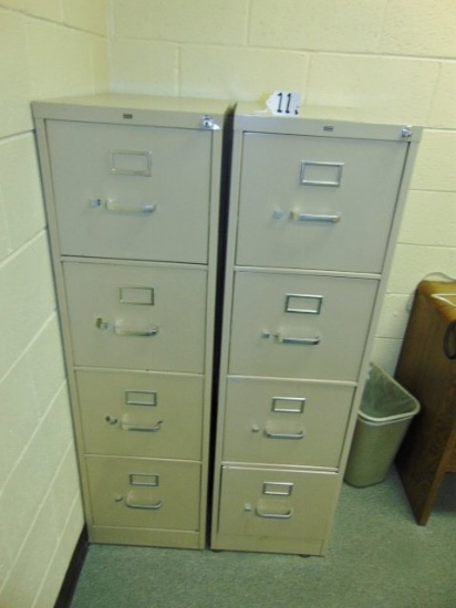 Pair Of Matching Metal Hon 4 Drawer File Cabinets (office) Local Pick Up Only