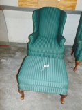 Nice Queen Anne Style Wing Back Chair & Matching Ottoman, Local Pick Up Only