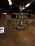 Vtg 12 Light Bronzed Chandelier W/ All It's Crystals (plant) Local Pick Up Only