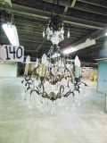 Vtg Bronzed Chandelier W/ Almost All Of It's Crystals (plant) Local Pick Up Only